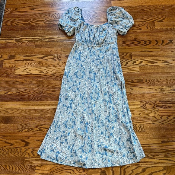 Boden Dresses & Skirts - Boden Blue Paisley Puff Sleeve Smocked Midi Dress Womens Excellent Size 8R